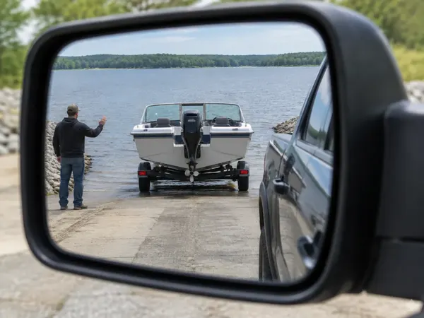 Illustration for how to back up a boat trailer